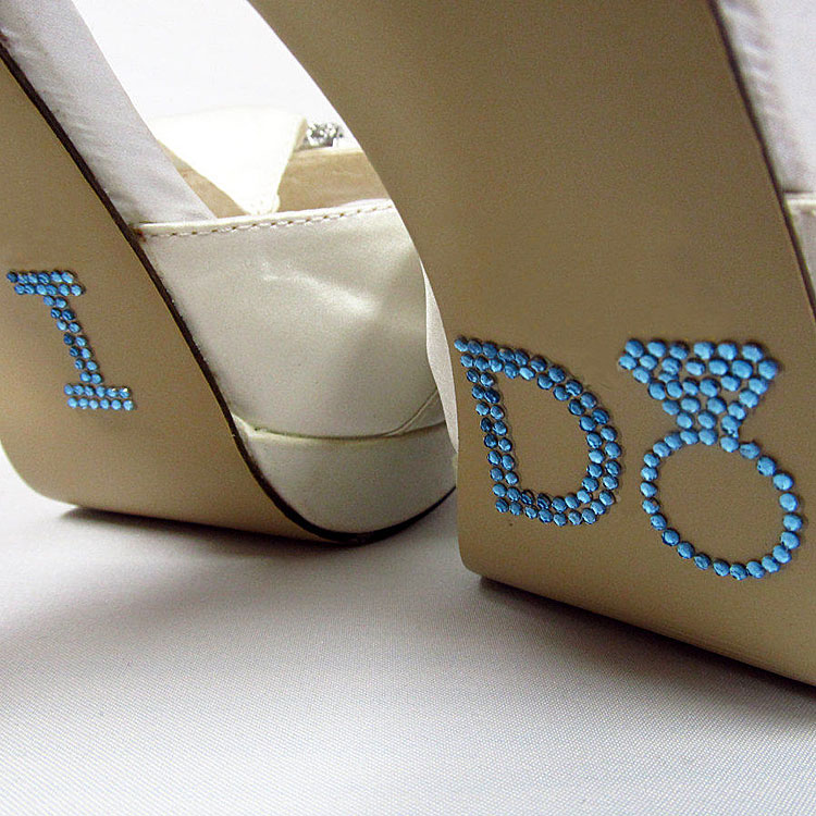 Custom Crystals I Do Ring Bling Blue Sticker for Wedding Shoes